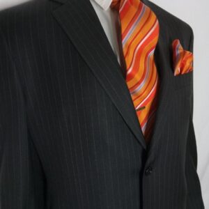 Dark Brown Suit with Tan Pinstripes - Super 100 Wool Size: 48L