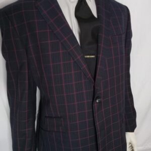 Sports Coat Black & Maroon Checks - Super 120 Wool Size: 46R