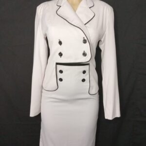 Women's 3/4 Bolero Jacket Business Suit with Double Button Skirt - Custom made with your choice of fabric colors.